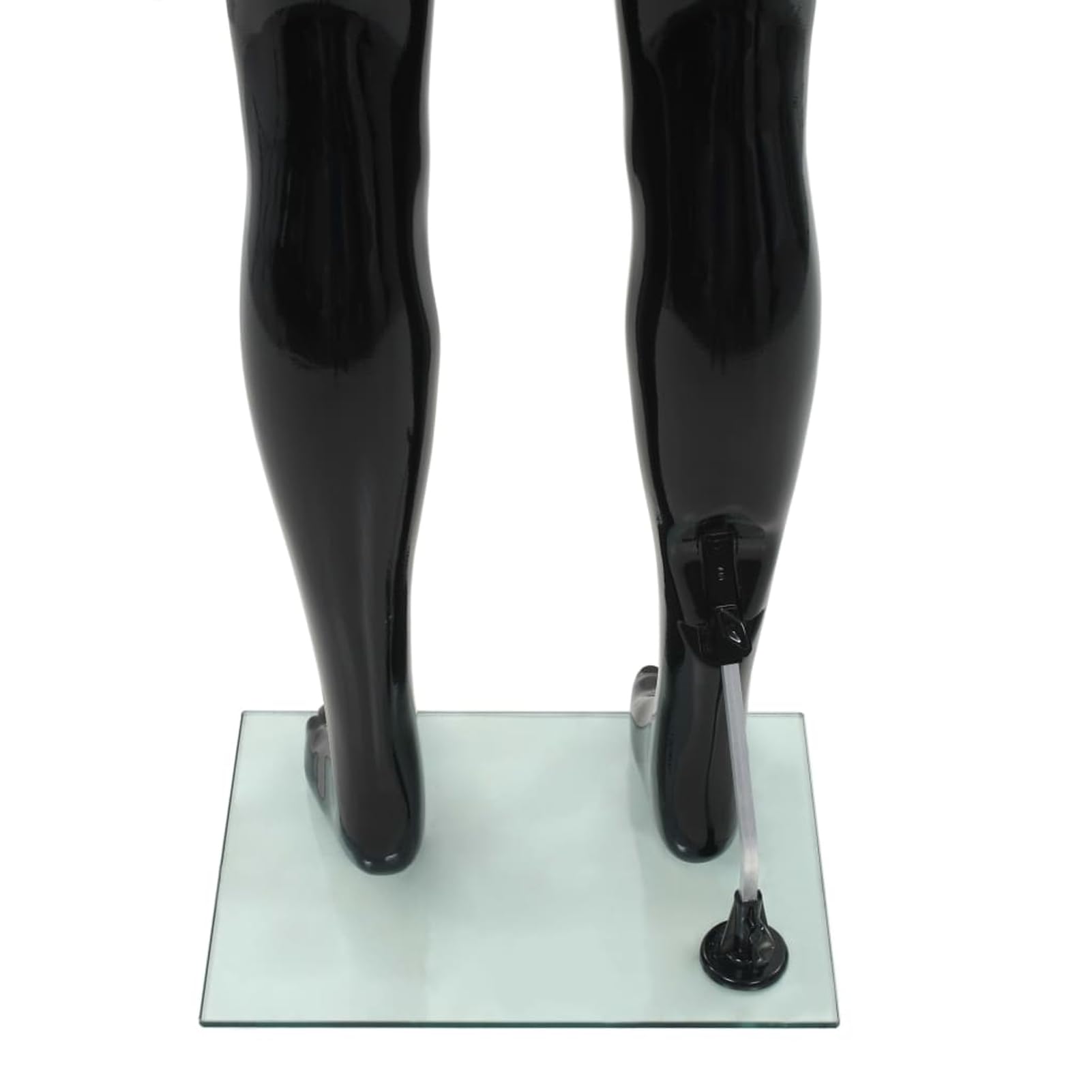Männliche Schaufensterpuppe mit Glassockel, Hochglanz-Schwarz, 185 cm, Polypropylen, drehbarer Kopf und bewegliche Arme, zur Präsentation von Kleidung, Perücken und Schuhen in Schaufenstern 142