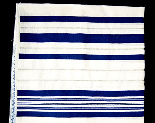 Kosher Tallit Prayer Shawl 100% Wool 43x63"/110x160cm Israel.blue&silver Stripes N-452