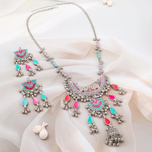 Image of Rubans Oxidised Necklace Set Indian Tribal Style Ethnic Jewellery Gift for Women & Girls