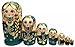 Moonmo 7pcs Beautiful Handmade Wooden Russia Nesting Dolls Gift Russian Nesting Wishing Dolls Green Graphic Matryoshka Traditional.