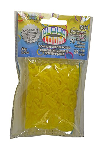 Rainbow Loom® Alpha Bands For ALPHA LOOM: Yellow Rubber Bands with 24 C-Clips (500 Count)