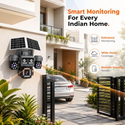Image of Cybernautt X16A 4G Dual Solar Security Camera, 16MP Quad Lens, AI Human Detection, Dual Light Night Vision, Wire-Free, 10000mAh Battery, Two-Way Audio, Upto 128GB TF Card