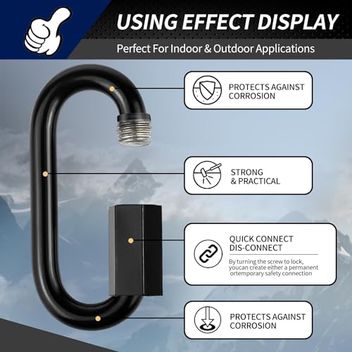 3\" Chain Quick Links, 4 Pcs 5/16\" Marine Grade Screw Chain Links, Large Opening Chain Connector Chain Coupler, 1600 Lbs Capacity