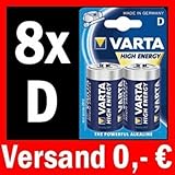 8 x MONO D LR20 BATTERIE VARTA HIGH ENERGY