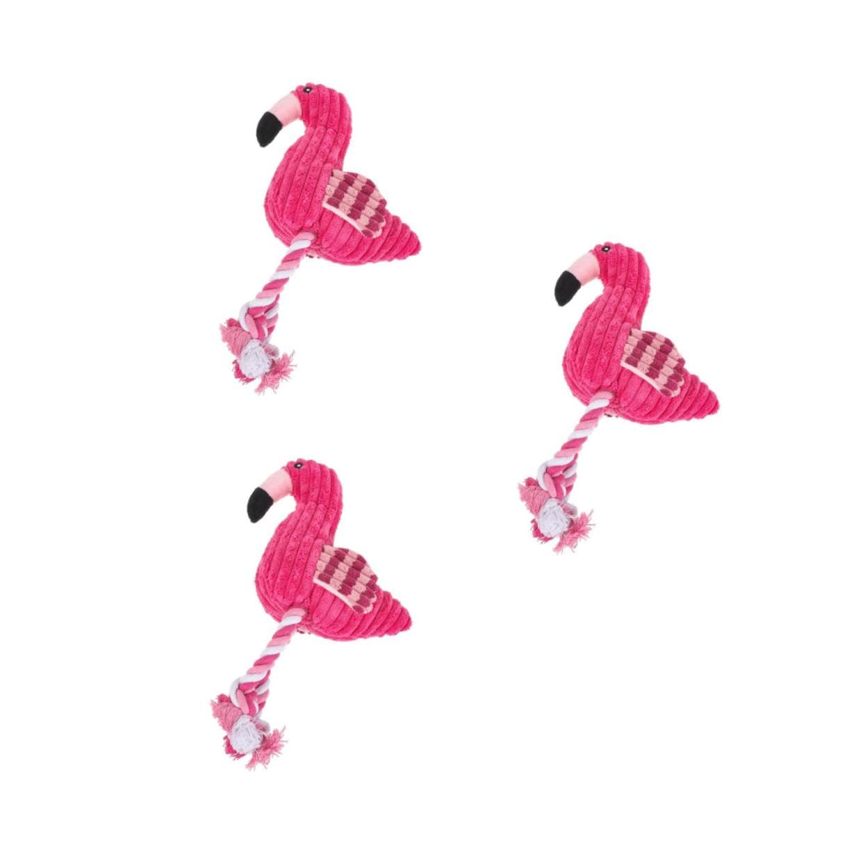 COLLBATH 3-teiliges Plüsch-Flamingo-Spielzeug Mit Quietschseil Robustes Hunde- Und Katzenspielzeug Ohne Füllung Interaktives Haustierspielzeug Für Das Spielen Im Innenbereich