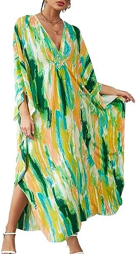Bsubseach Kaftan Dresses for Women Swimsuit Coverup Solid Color Beach Caftan Loungewear