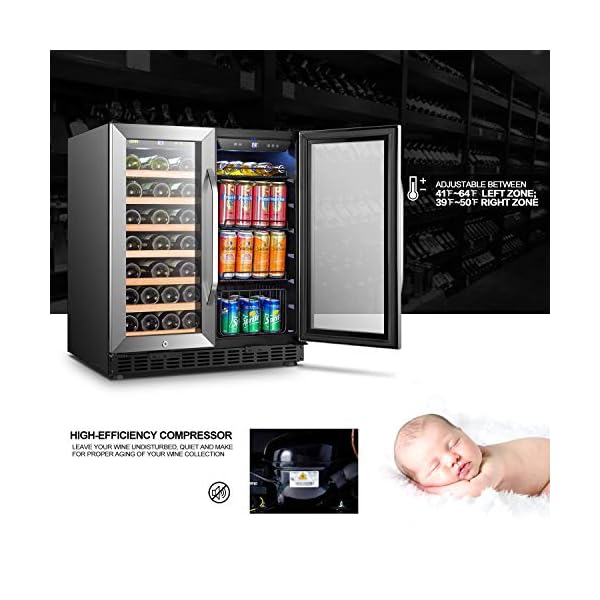 Lanbo 30 Inch Builtin Dual Zone Wine and Beverage Cooler, 33 Bottle