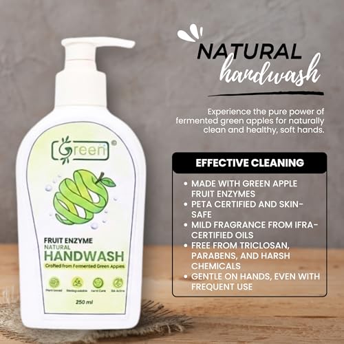 Image of Green Hand Wash with Fermented Green Apple Extracts 250 ml| Natural Fruit Enzyme Hand| Gentle on Sensitive Skin