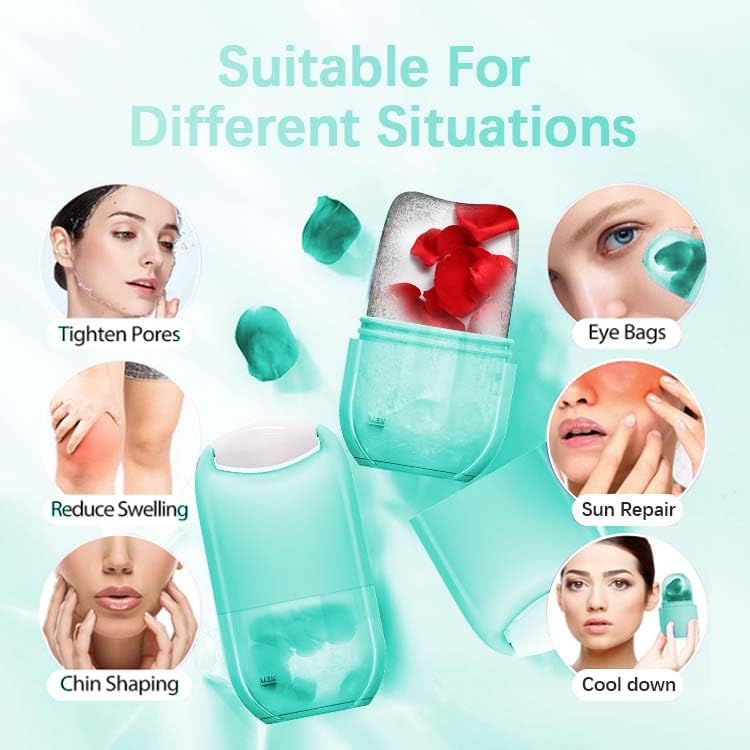Miniatura 5 de Gelicy V&P Cubo de hielo de contorno y rodillo de jade para cara - Rodillo de hielo para cara y ojos - Masajeador facial de hielo y jade -