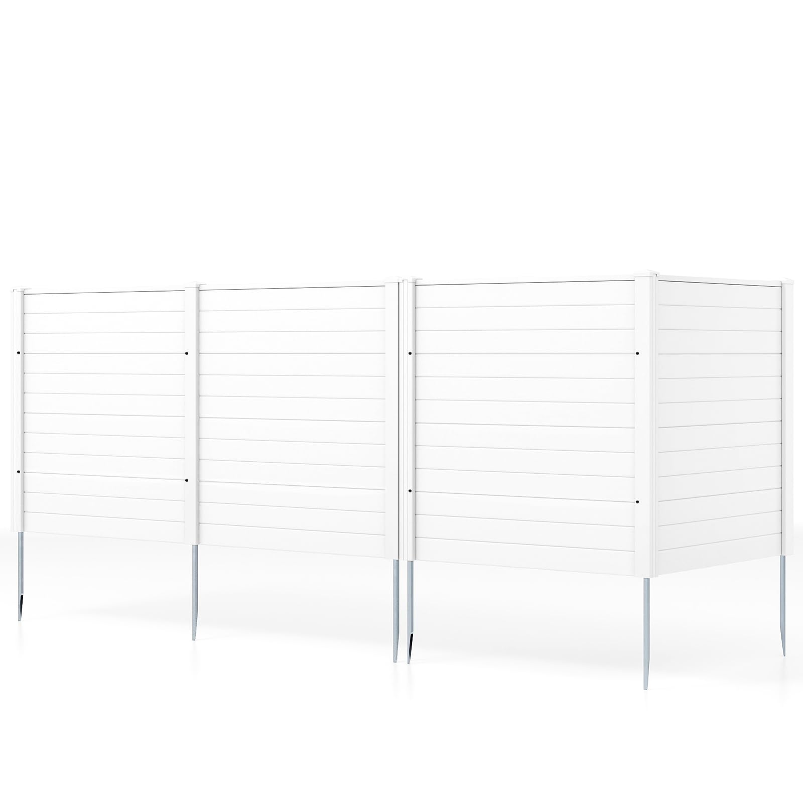 COSTWAY Vallas Jardin PP de 2/4 Paneles, 1230 x 1230 mm, Pantallas de Privacidad con Estacas de Tierra para Aire Acondicionado y Cubo de Basura, Valla de Ocultación Exterior Jardín Patio (blanco,2)