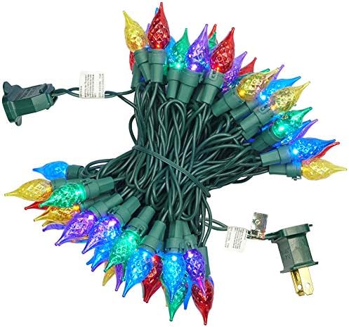 BOHON LED Christmas Lights Set Multi Colour 19ft 70 Faceted Pearl Glass C5 Bulbs String Mild Fairy Lighting for Outside Indoor Backyard Vacation Get together Decor