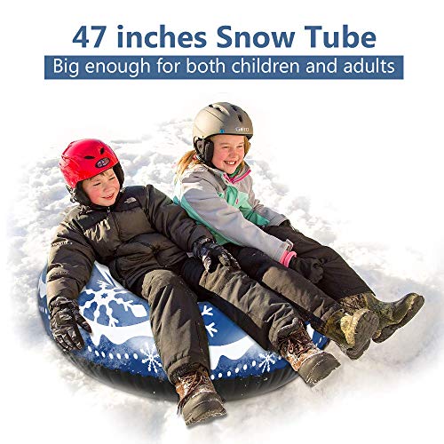 Winzwon Snow Tube for Adults and Kids 47 inch Large Heavy Duty Inflatable Snow Sledding Tube with Handles for Winter Christmas Snow - Thumbnail 5