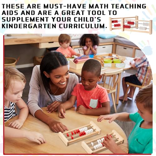 Image of 8 Pcs Mini 20-Bead Wooden Rekenrek Abacus, Abacus for Kids Math, Math Counters Manipulatives Counting Rack for Kids Educational Toys Elementary Toddlers Preschool Learning