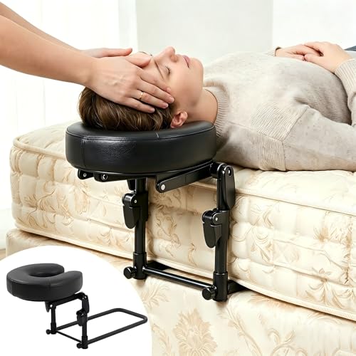 Tademis Massage Headrest for Bed Home Mattress Top Massage Kit Adjustable 18 Height SPA Head Holder Massage Face Cradle Home Salon Face Cushion Support Bracket (Black)