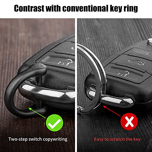 Tisur Key Ring With Screw Shackle，Black Key Rings Heavy Duty Keyrings For Keys,Diy Key Fob D Rings Keychain 2Pcs (1/2'', Black/Titanium) #TOP4