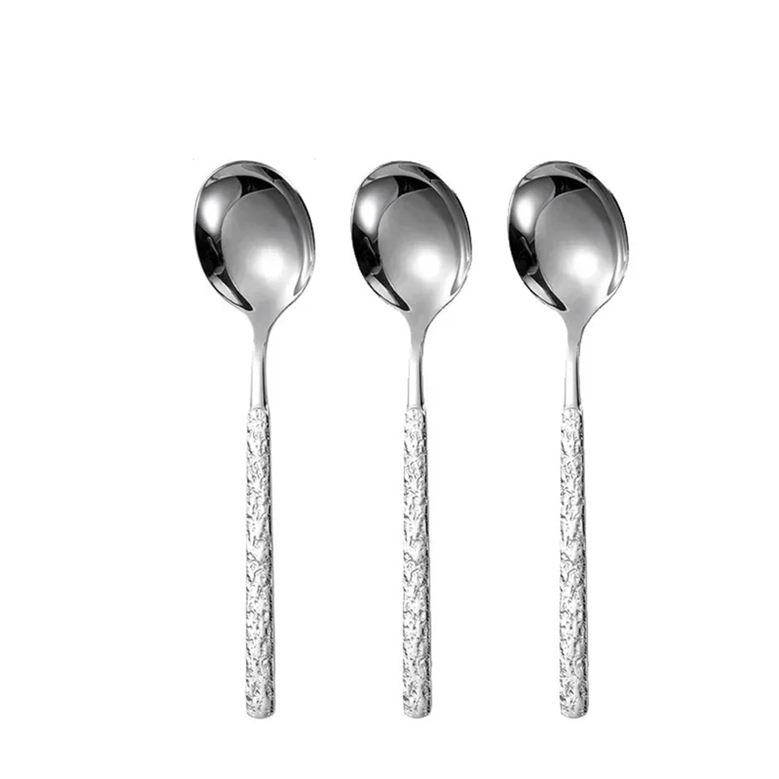 Cuillère à nourriture en acier inoxydable, cuillère à Long manche, cuillères à Dessert, vaisselle de Restaurant, cuillère à soupe, cuillères Gadgets de cuisine 1/10 pièces(10PCS)