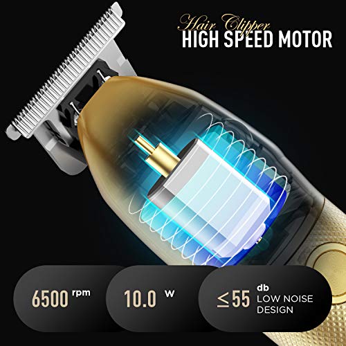 Mens Hair Clippers, All IN 1 Cordless Outlining Trimmer Hair Cuttings Kit, Barber trimmer For Men, LCD Display Zero Gapped Detail Barber Beard Trimmer, Gold