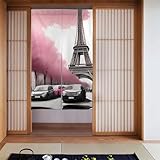 CLDBMD Parigi Street Torre Eiffel rosa stampa floreale tenda due pezzi impiombato 86,4 x 142,2 cm tessuto tende divisorio tessuto, liscio e non si piega facilmente