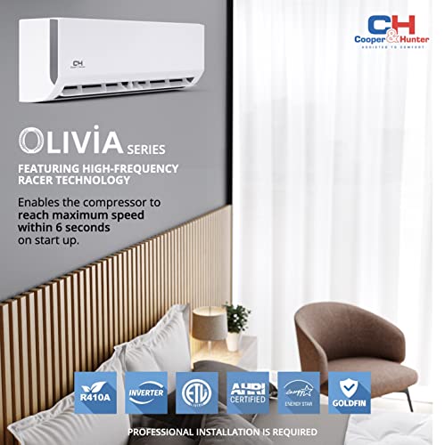 Cooper & Hunter Olivia Series, 6,000 BTU, 115V, 23 SEER2, Single Zone Mini Split AC/Heating Ductless Inverter System, In - Additional View