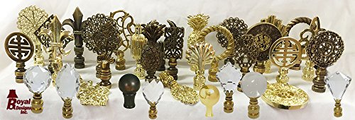 Image of Royal Designs Button Lamp Finial for Lamp Shade- Antique Brass Set of 2