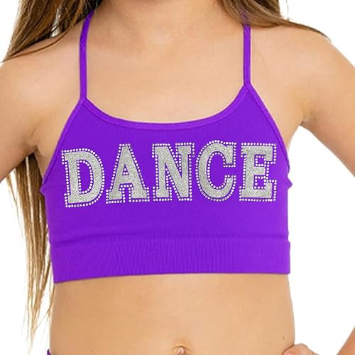 Girls Training Bra Camisole w/Dance Embellishment - Crop Cami Bras for Girls Spaghetti Straps Comfort Age 4-7