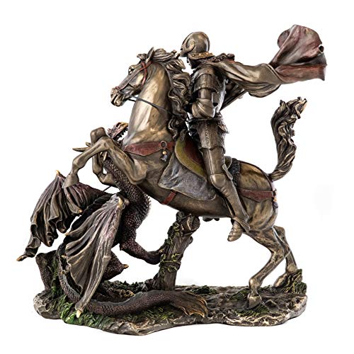 Estatua San Jorge Matando al Dragón de Bronce 10.5 in miniatura 2