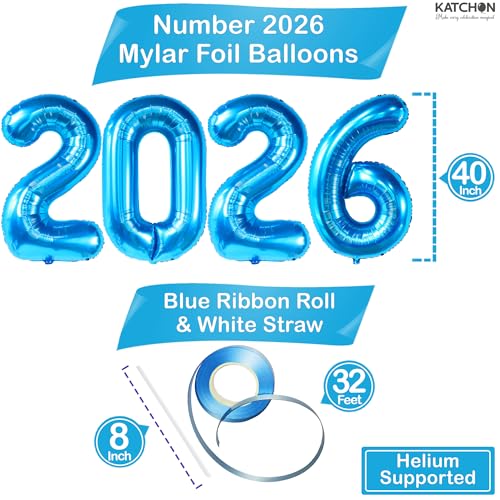 Image of Blue Graduation Decorations 2026 | Giant, 42 Inch, Foil 2026 Graduation Balloons Class of 2026 Decorations | Blue 2026 Balloons Number, Graduation Party Decorations | Prom Decorations 2026, Katchon