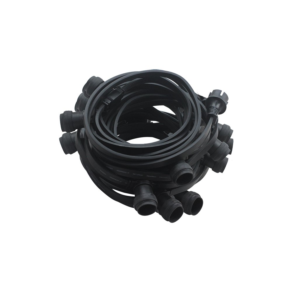 Illu-11 A, Illu Lichterkette Komplettset 10 m 20 Fassungen fertig montiert verlängerbar, 2000 W, E27, schwarz, 11.5 x 31.5 x 20 cm