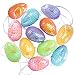 Whaline Easter Hanging Eggs Multicolor Glitter Sequins Easter Egg Ornament Plastic Easter Egg Tree Hanging Decoration for Home School Office Spring Party Supplies Basket Stuffer Filler, 12Pcs