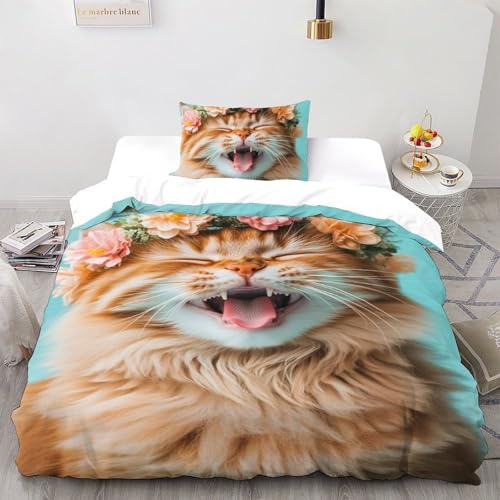 Housse de couette single animaux microfibre 135x200 imprimé 3D zip - 2