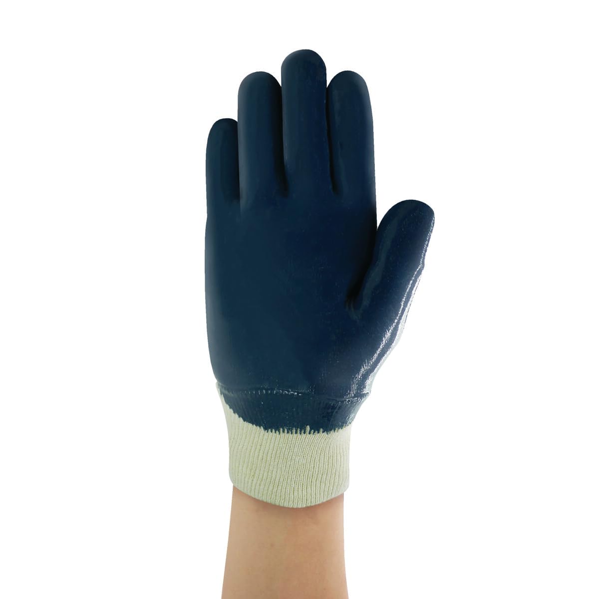 Ansell ActivArmr 27-600 Guantes de Trabajo, Revestimiento Nitrilo Extra-Resistente, Protección Cortes y Resistencia Aceite para Trabajos Pesadas, Hombre Mujer, Azul, Talla L (12 Pares)