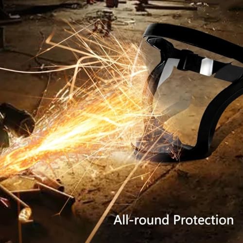 Image of Super Protective Face Shield Mask Full Face Clear Safety Cover Face Shield helmet Visor for Industrial Safety Full Coverage With Adjustable Belt Face Protector for Men and Women (Anti-Fog)