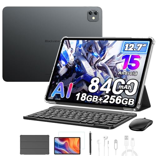 Blackview Link 8 13 Pouces Tablette avec Clavier+Souris, 18Go+256Go Android 15 Tablet AI, 4 Haut-parleurs Gaming Tablet, 8400mAh, 16MP+13MP, 5G WiFi Tablette...