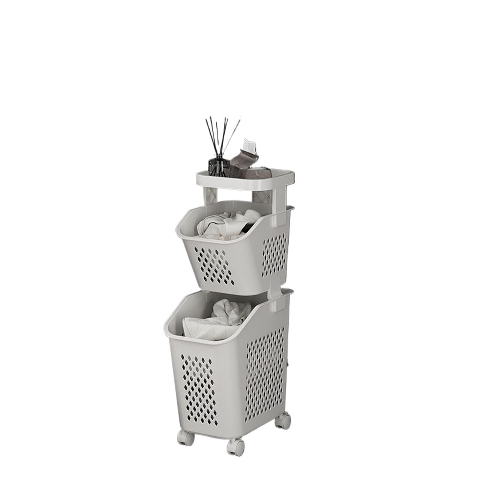 Roller laundry basket Laundry Storage Basket Multilayer Dirty Clothes(2 layer)