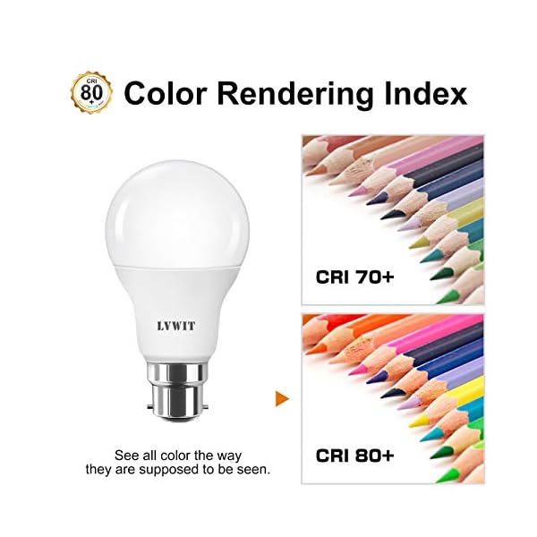LVWIT 8.5W B22 LED Glühbirne A60, 6500K Kaltweiß, Ersatz für 60W Glühlampe, ultrahell 806 lm, matt (6er Pack) – Bild 5