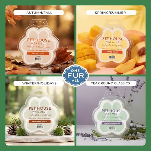 Image of One Fur All Pet House Spring and Summer Wax Melts for Pet Odor, Natural, Plant Based Soy Wax Melts, Long Lasting Fragrance for Fresh Smelling Homes, Cucumber Mint