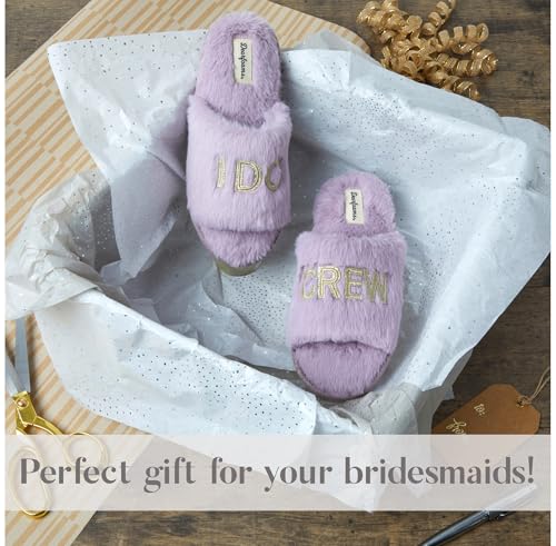 Dearfoams Women's Bride and Bridesmaid Gifts Slippers for Wedding and Bachelorette Party, Crew Lavender, Large3