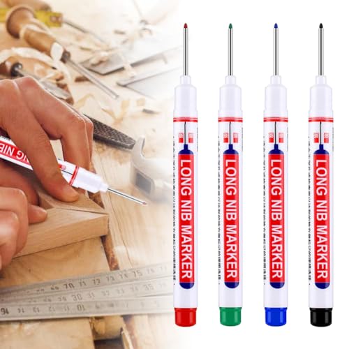 BAOSROY Marcatore in metallo, matita da falegname, matite da falegnameria, pennarello a foro profondo, set di matite da falegname, pennarello a punta lunga