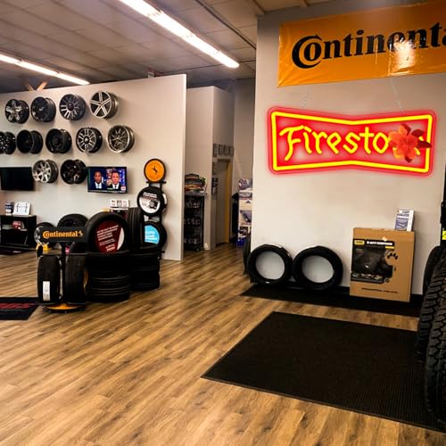 Image of WonderfulLife Fire Stone Tires Neon Sign for Garage or Auto Repair Store,Bright Light for Automotive Supplies Store Display,5V USB Powered Easy Hanging.