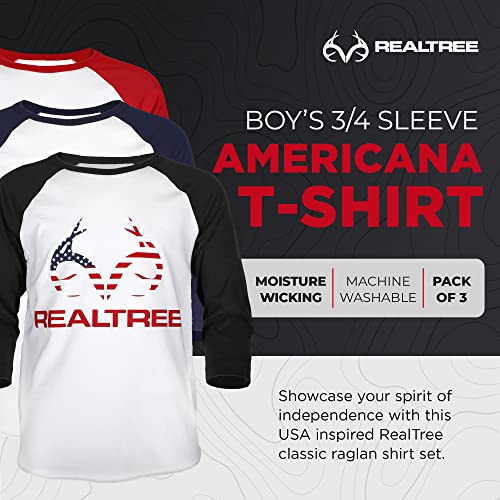 Realtree USA Shirt Boys - Tshirt American Flag Patriotic Boys Graphic T-Shirts (US, Alpha, Small, Regular, Black, Navy, Red)2