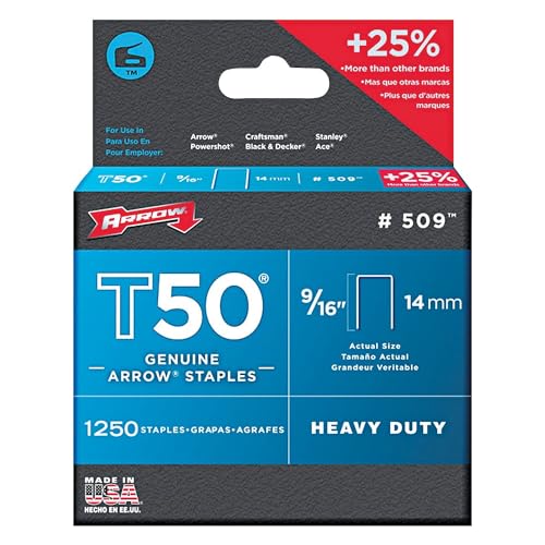 Agrafes 9/16t-50 en pack de 1250 pièces pour agrafeuse manuelle