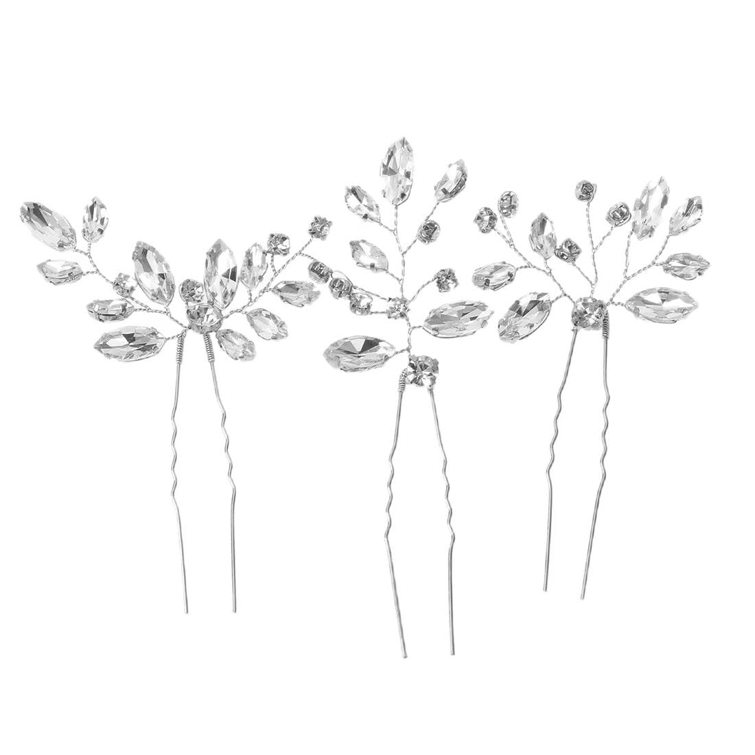 Horquillas para el cabello de boda plateadas pieza de cristal para novia accesorios para el cabello para mujeres y niñas estilo10