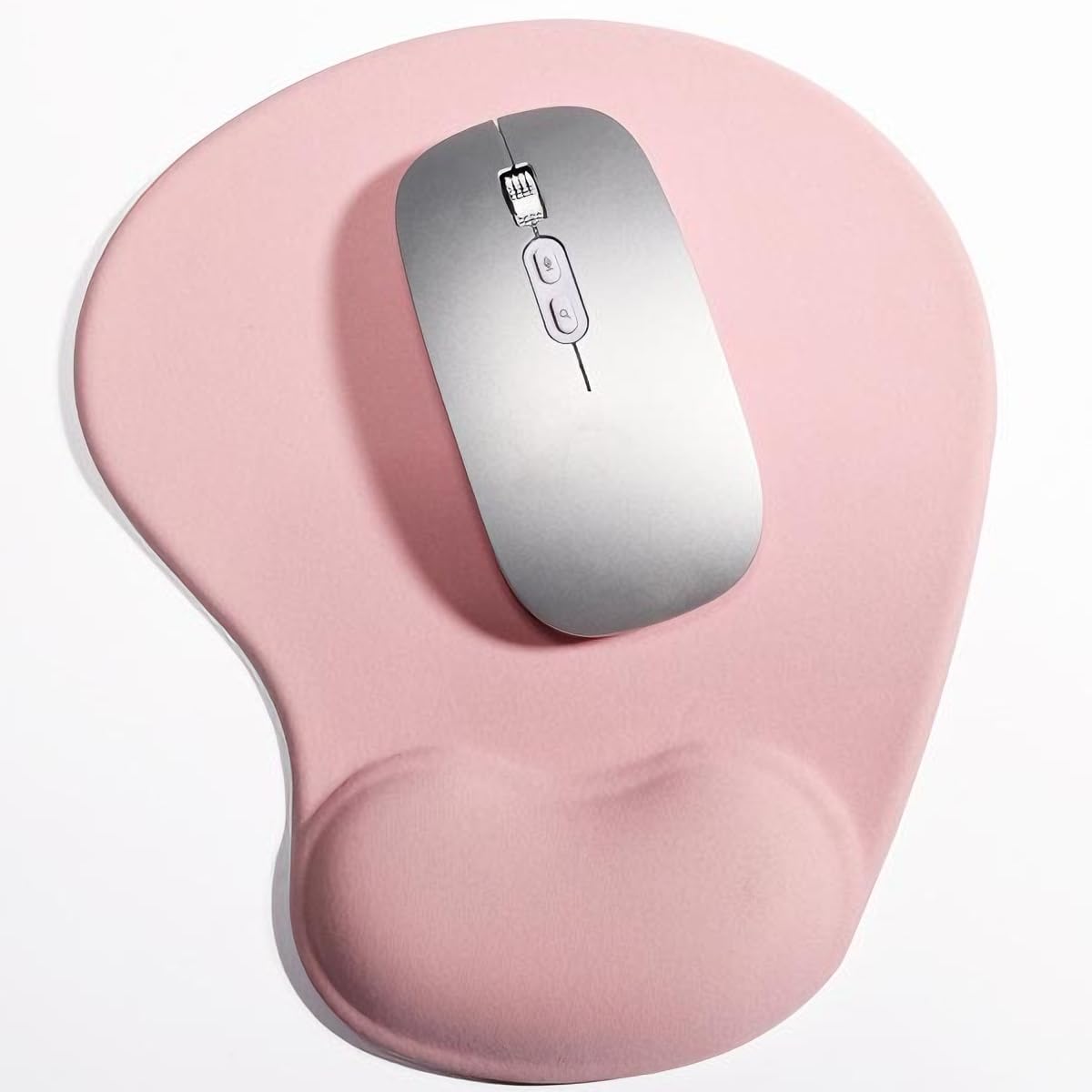 Ergonomic Mouse Pad with Wrist Rest, Gel Wrist Support Mousepad, Pain Relief Laptop Computer Mouse Pad, Non-Slip Mouse Pads for Office & Home (Light Pink)
