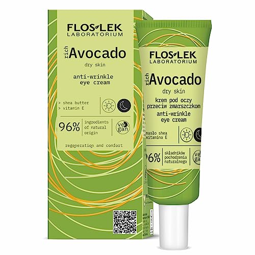 FLOSLEK richAvocado Anti-Wrinkle Eye Cream | Visibly Reduces Dark Circles, Puffiness & Crows Feet | Eye Lifting Serum to Brighten, Revive and Refresh | 30 ml