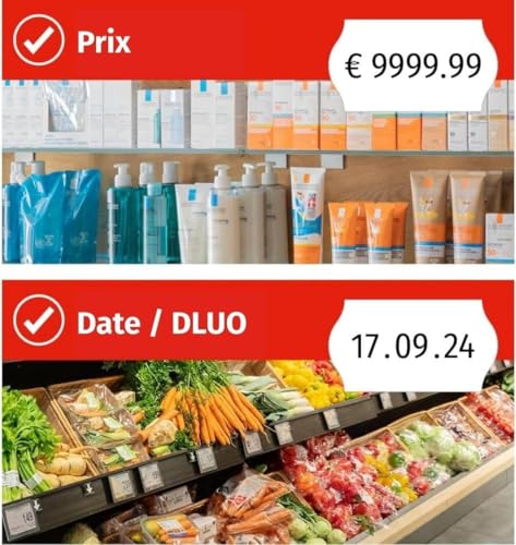 Meto Basic S Starter Kit inkl. 11.000 Etiketten – Preis, Datum, MHD (1-zeilig, 8-stellig für 22x12 mm Etiketten, sofort einsatzbereit) Handauszeichner + 11 Etikettenrollen