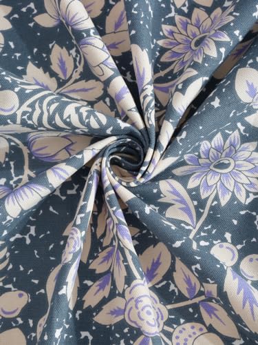 Image of Cortina Leaf Light-Filtering 100% Cotton Curtains 7 feet Long Set of 2 for Door [ Opacity: 50-60%, Color: Grey, 180 GSM ]