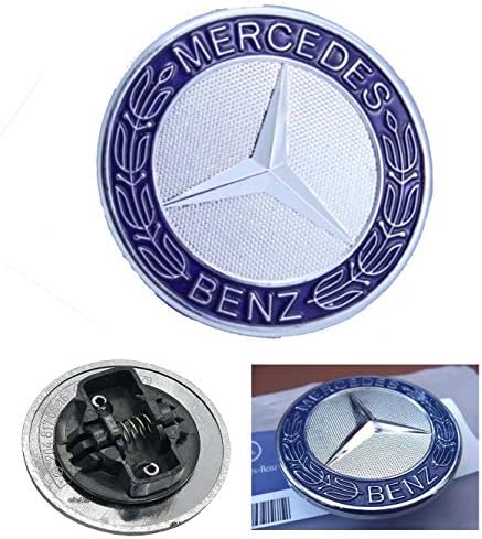 HNLJP Flat Hood Emblem for Mercedes Benz C E SL Class Ornament Logo Blue 57MM