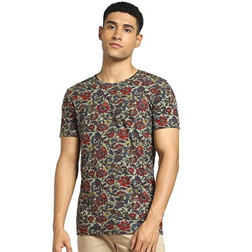 Image of JACK & JONES Men's Cotton Printed Slim Fit Crew Neck T-Shirt