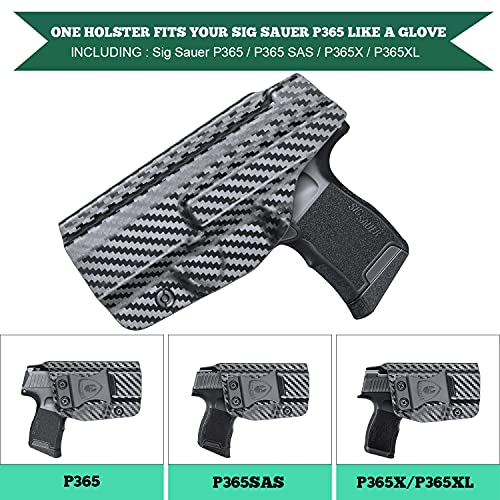 P365 Holster, Iwb Carbon Fiber Kydex Holsters Fit: Sig Sauer P365 / P365 Sas / P365X / Sig Sauer P365Xl Pistol, Inside Waistband Concealed Carry Holster For Men/Women, Adj. Cant & Retention, Right #TOP2