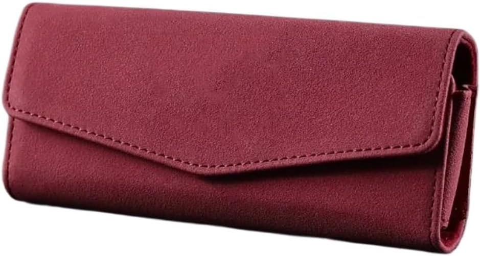 Sunglass Holder Car Glasses Case Universal Auto Sun Visor Holder Sunglasses Storage Box Clip Card Ticket Holder Leather Interior Accessories Car Sunglasses Holder(Red)